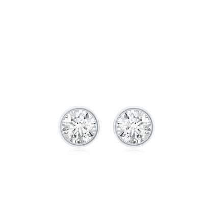 Dainty Solitaire Moissanite Stud Earrings in Bezel Setting