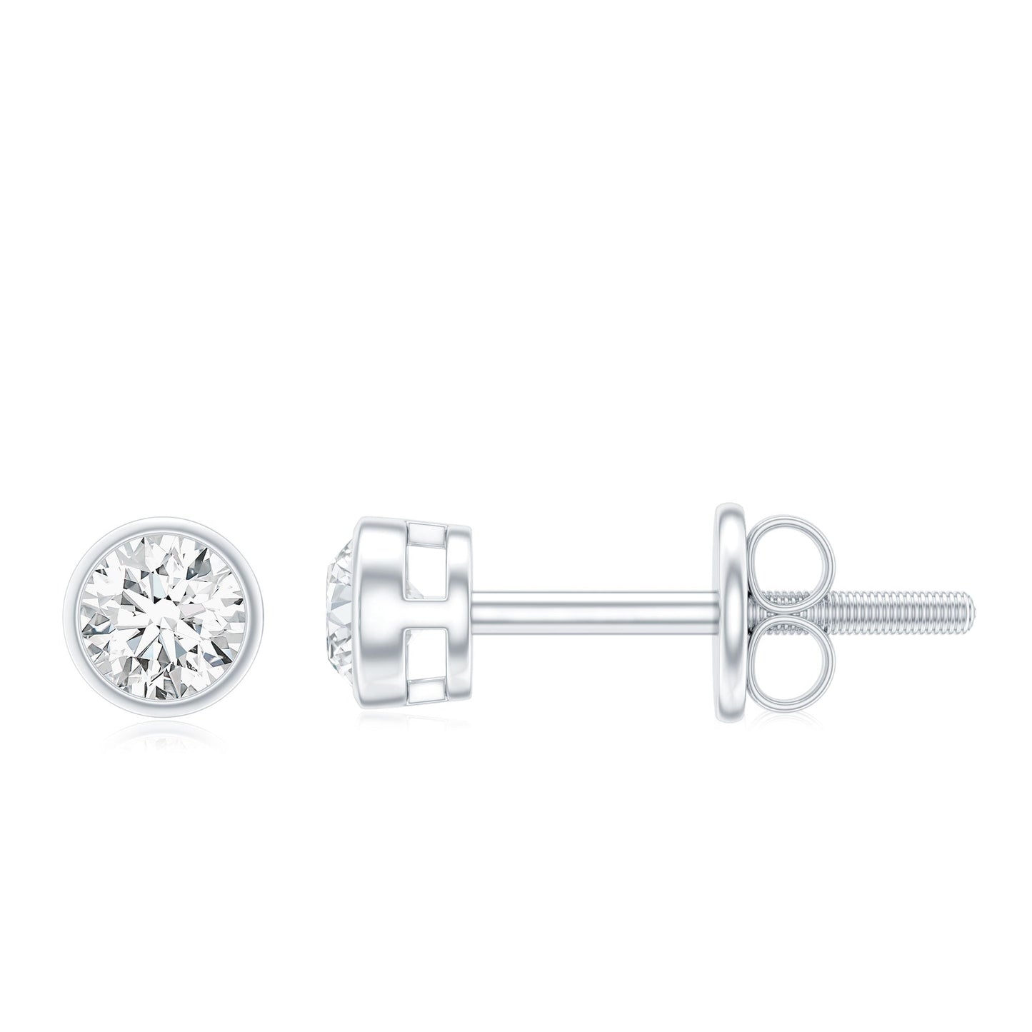 Dainty Solitaire Moissanite Stud Earrings in Bezel Setting