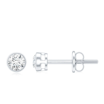 Dainty Solitaire Moissanite Stud Earrings in Bezel Setting