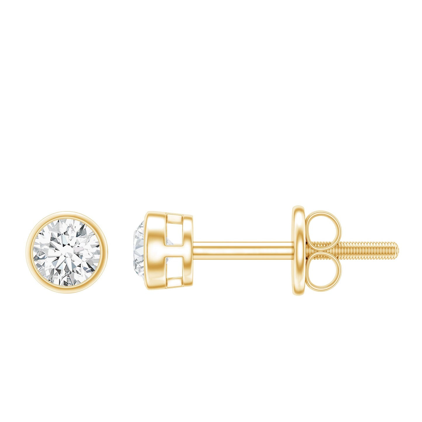 Dainty Solitaire Moissanite Stud Earrings in Bezel Setting