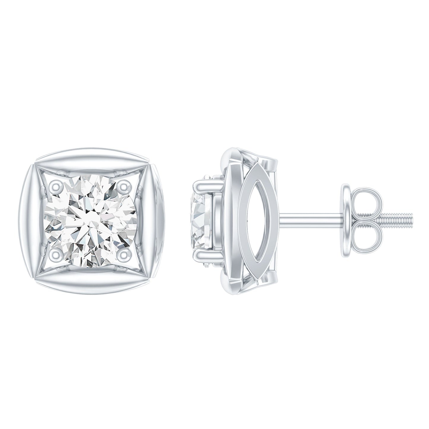 1 CT Solitaire Moissanite Stud Earrings for Women