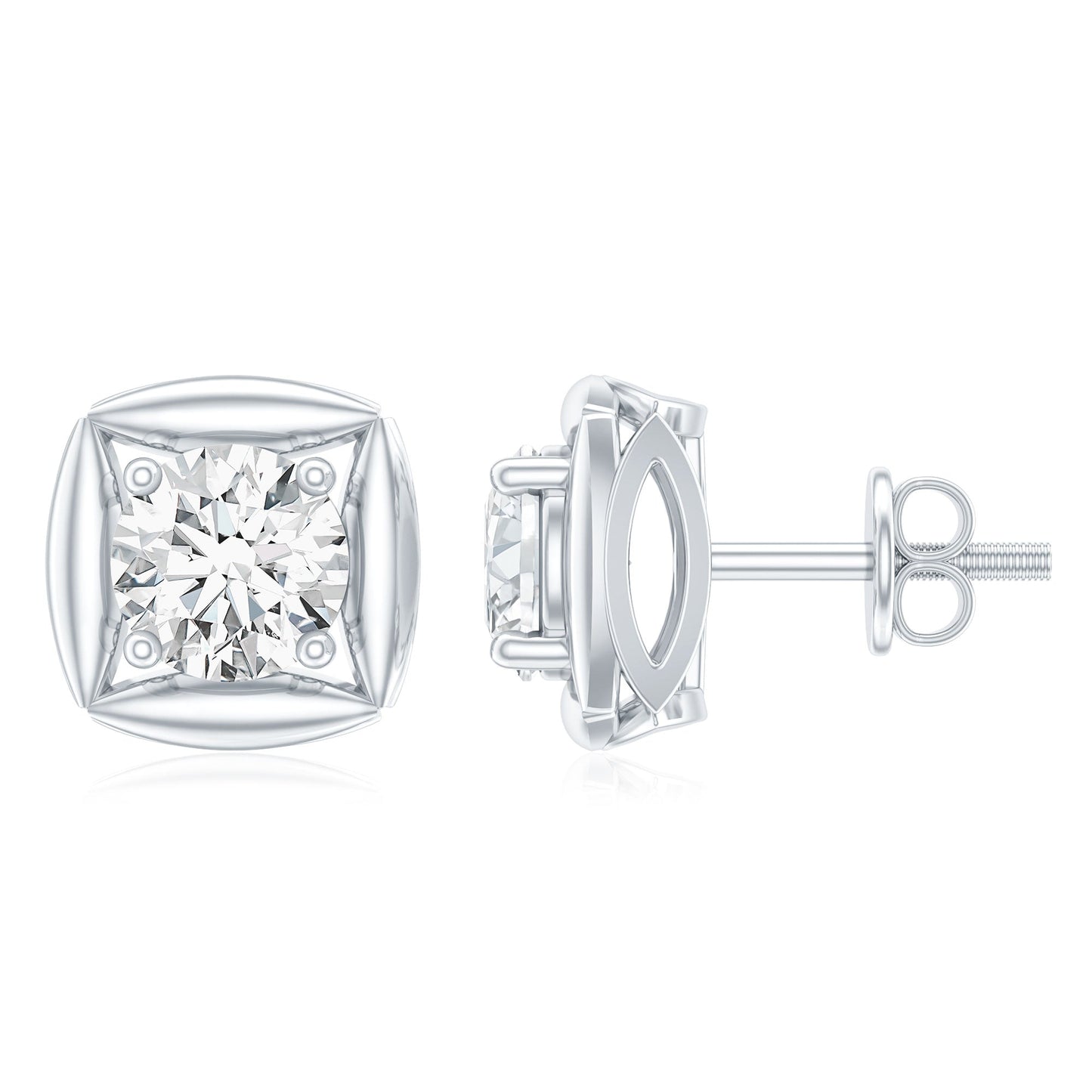 1 CT Solitaire Moissanite Stud Earrings for Women