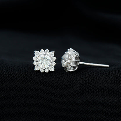 Classic Moissanite Stud Earrings with Halo