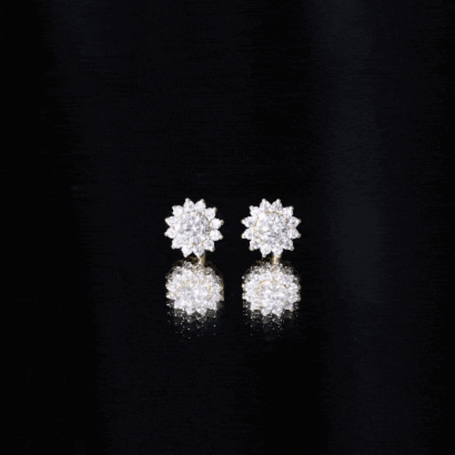 Certified Round Cut Moissanite Halo Stud Earrings for Women