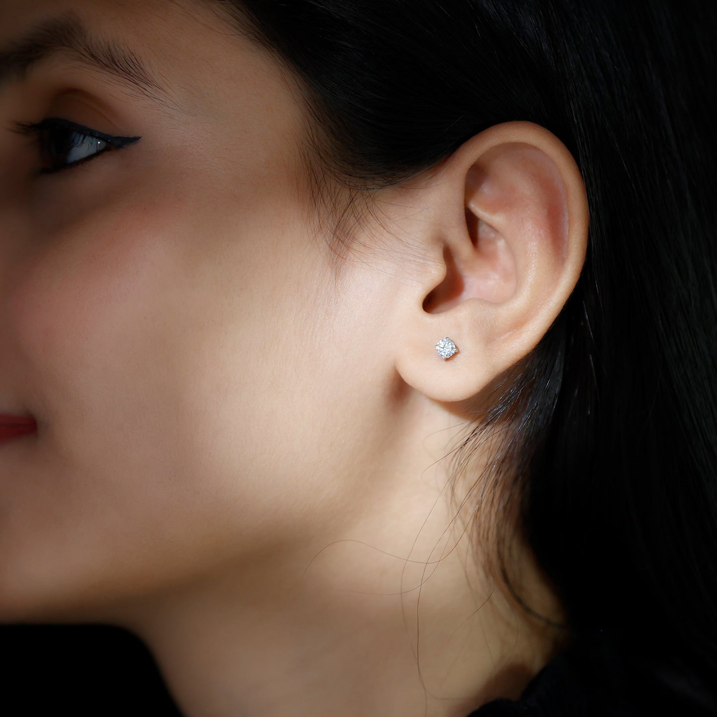 Silver Moissanite 1 Carat Stud Earring