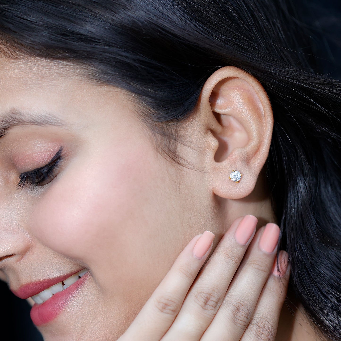 1 Carat Round Moissanite Solitaire Screw Back Stud Earrings