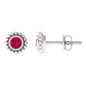 0.5 Carat Solitaire Ruby Stud Earrings in Beaded Bezel Setting