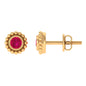 0.5 Carat Solitaire Ruby Stud Earrings in Beaded Bezel Setting