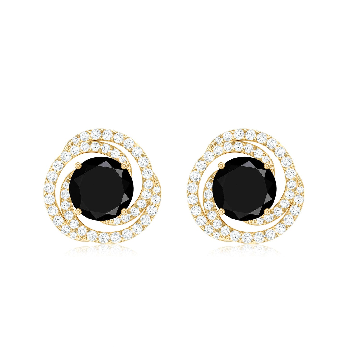 Lab Created Black Diamond Spiral Earrings with Diamonds