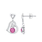 Real Pink Tourmaline and Diamond Heart Drop Earrings
