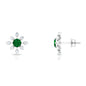 Certified Emerald and Diamond Contemporary Flower Stud Earrings