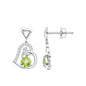 Solitaire Peridot Heart Drop Earrings with Diamond Accent