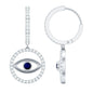 Real Blue Sapphire and Diamond Evil Eye Hoop Drop Earrings