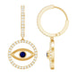 Real Blue Sapphire and Diamond Evil Eye Hoop Drop Earrings