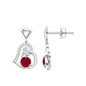 Round Ruby Heart Drop Earring with Diamond Accent
