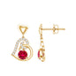 Lab Created Ruby and Diamond Heart Drop Earrings