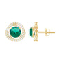 Lab Created Emerald and Diamond Spiral Stud Earrings