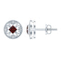 Vintage Inspired Garnet Stud Earrings with Diamond in Silver