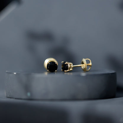 Natural Black Onyx Stud Earrings for Everyday