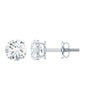 Round Moissanite 1 Carat Stud Earrings with Screw Back
