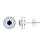 Antique Inspired Blue Sapphire and Diamond Stud Earrings