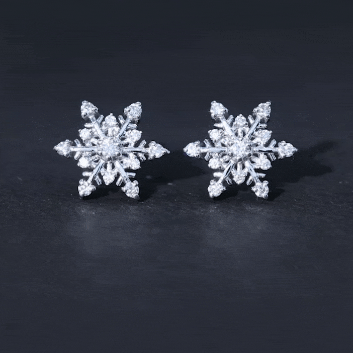 Certified Moissanite Snowflake Stud Earrings For Christmas