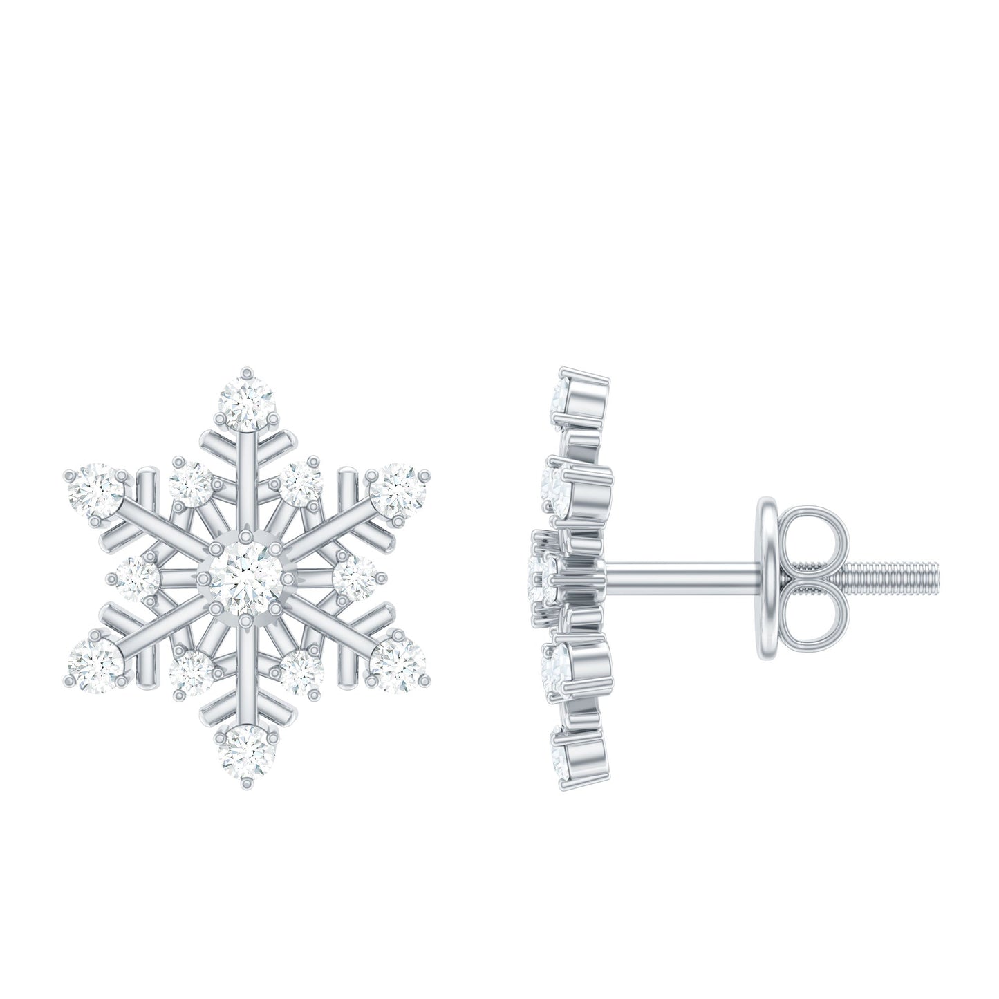 Certified Moissanite Snowflake Stud Earrings For Christmas