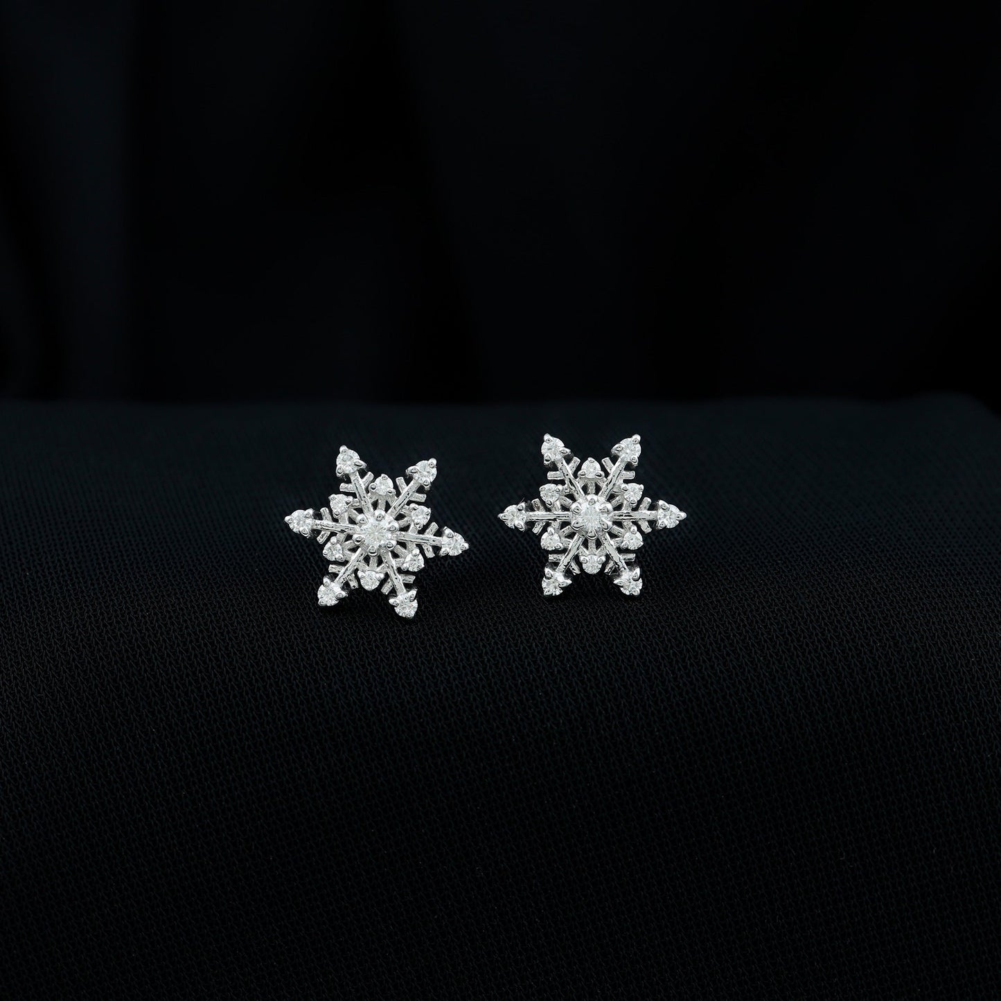 Certified Moissanite Snowflake Stud Earrings For Christmas