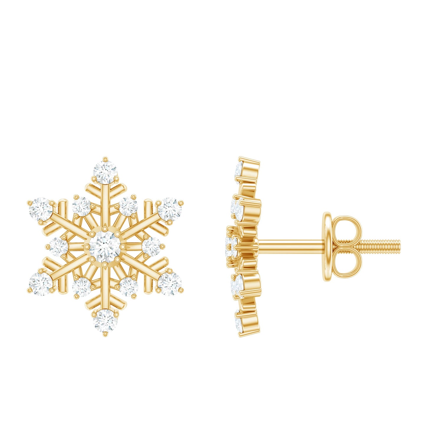 Certified Moissanite Snowflake Stud Earrings For Christmas