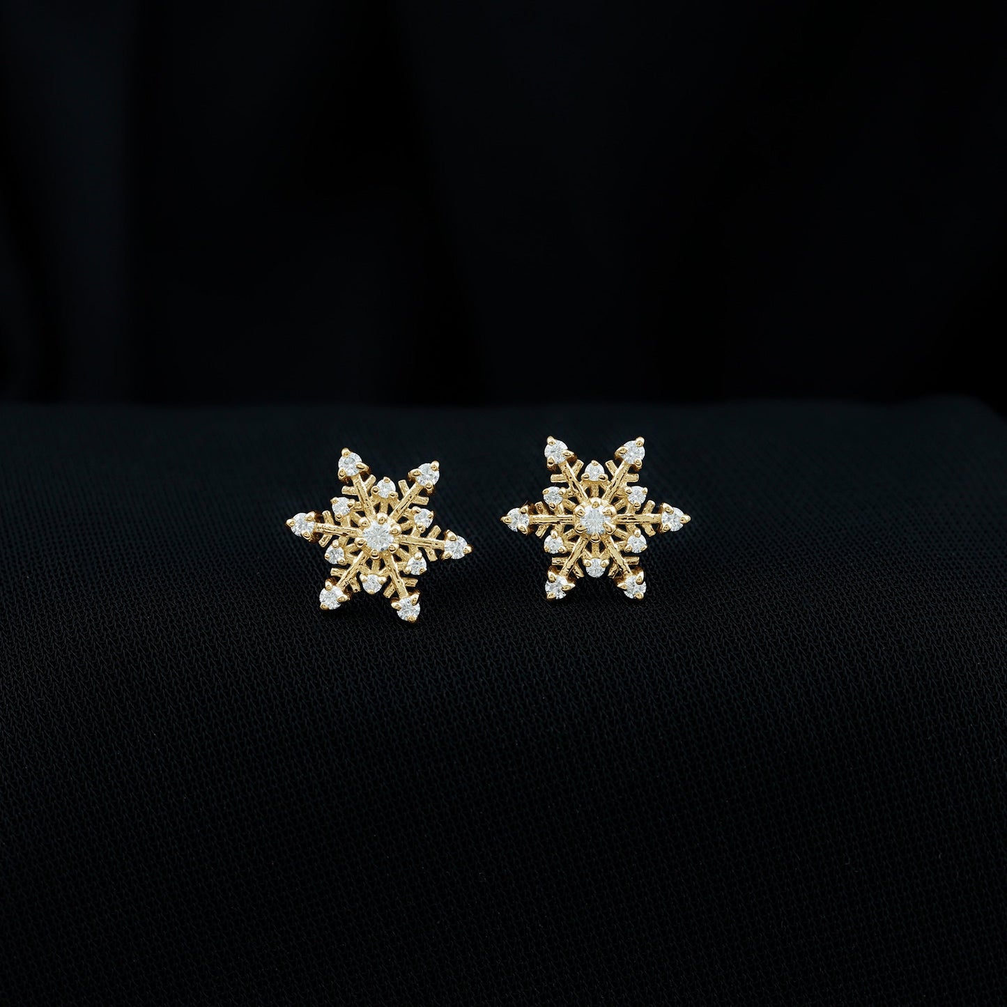 Certified Moissanite Snowflake Stud Earrings For Christmas