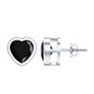 Bezel Set Black Onyx Heart Stud Earring
