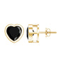Bezel Set Black Onyx Heart Stud Earring