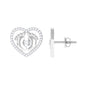 Diamond Heart Stud Earrings with Baby Feet