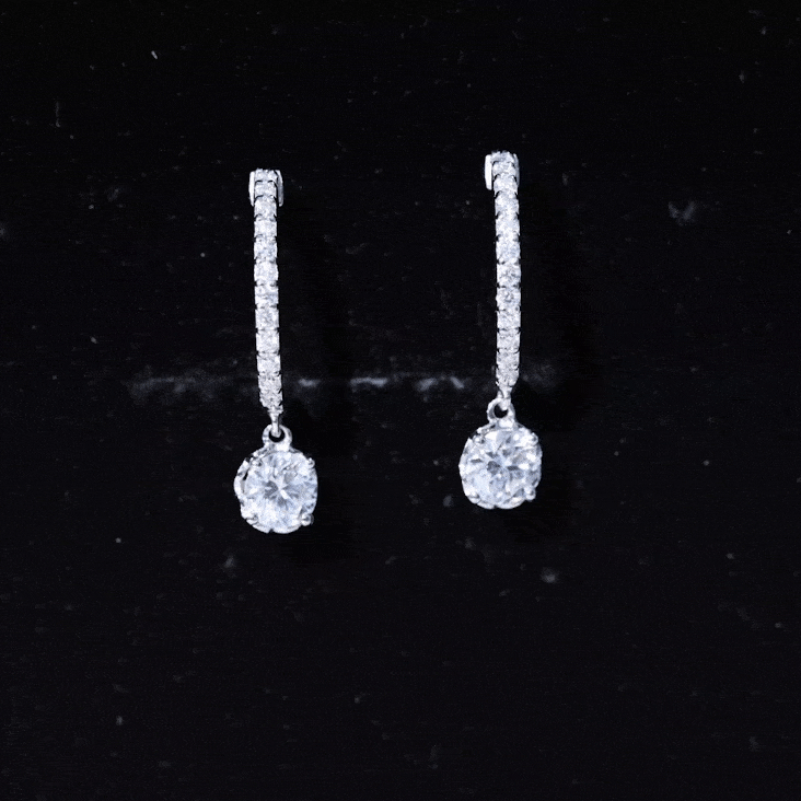 Sterling Silver Moissanite Hoop Drop Earrings for Women