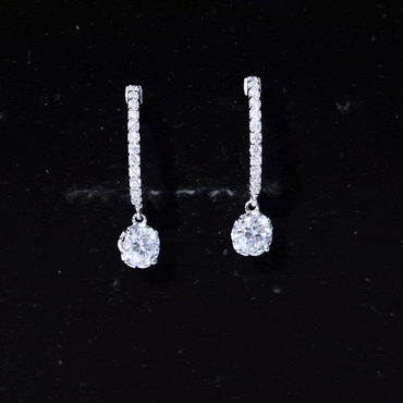 Sterling Silver Moissanite Hoop Drop Earrings for Women
