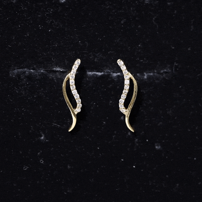 Prong Set Diamond Leaf Stud Earrings for Women