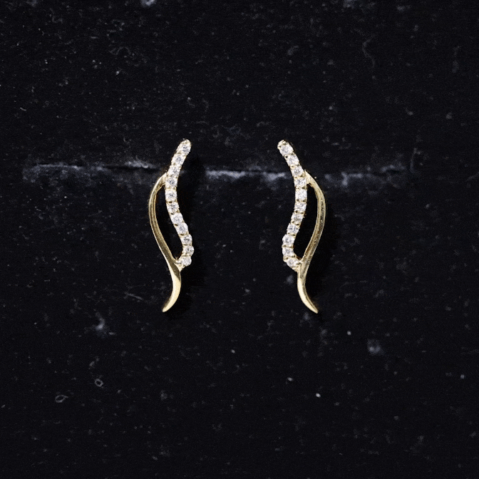 Prong Set Diamond Leaf Stud Earrings for Women