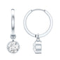 Bezel Set Moissanite and Hinged Hoop Earrings