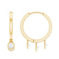 Natural 3 Stone Diamond Drop Hoop Earrings