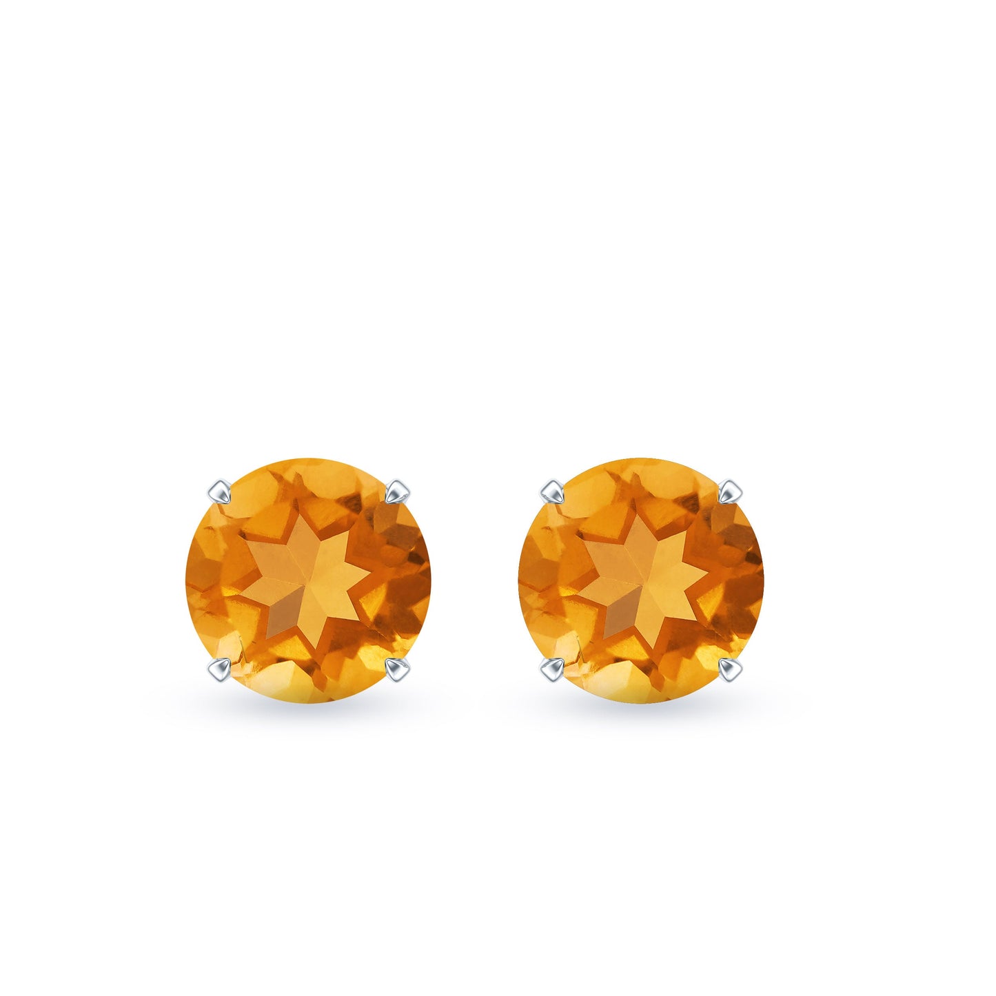 1 CT Round Cut Citrine Solitaire Stud Earrings with Certificate