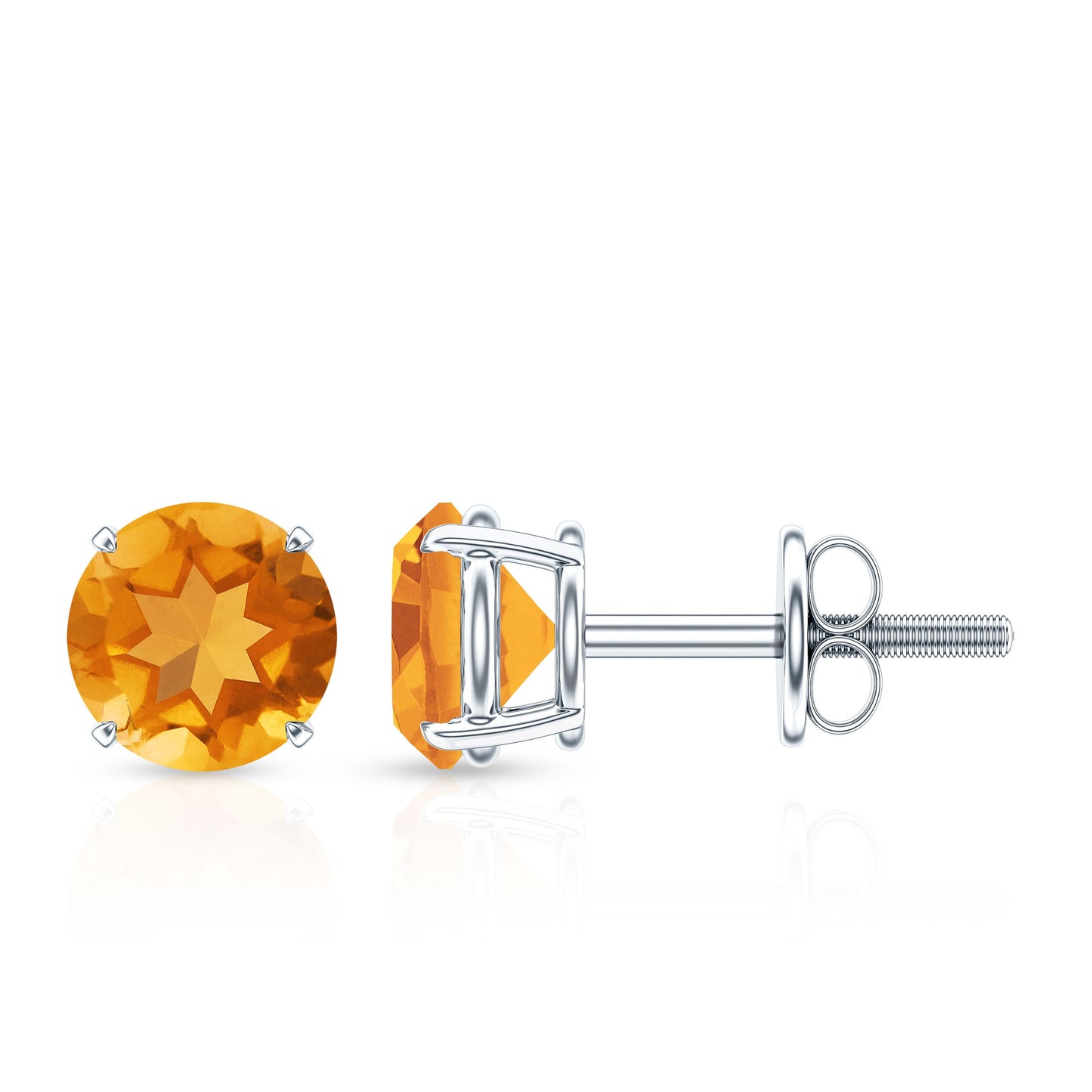 1 CT Round Cut Citrine Solitaire Stud Earrings with Certificate