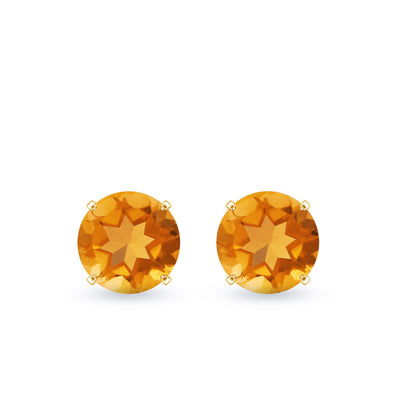 1 CT Round Cut Citrine Solitaire Stud Earrings with Certificate