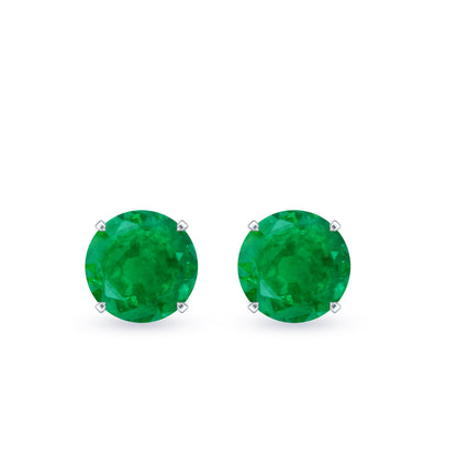 Natural Emerald Stud Earrings with Screw Back