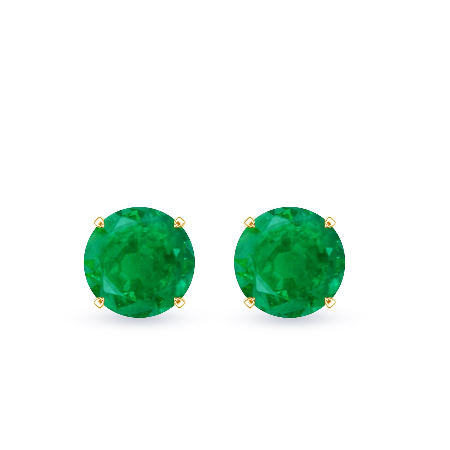Natural Emerald Stud Earrings with Screw Back