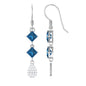 Princess Cut London Blue Topaz Dangle Earrings With Diamond