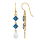 Princess Cut London Blue Topaz Dangle Earrings With Diamond