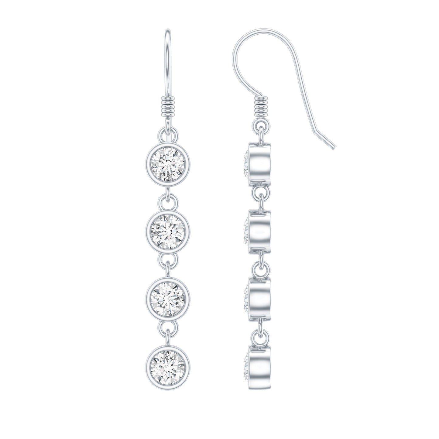 Bezel Set Round Moissanite Simple Dangle Earrings