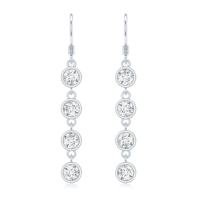 Bezel Set Round Moissanite Simple Dangle Earrings