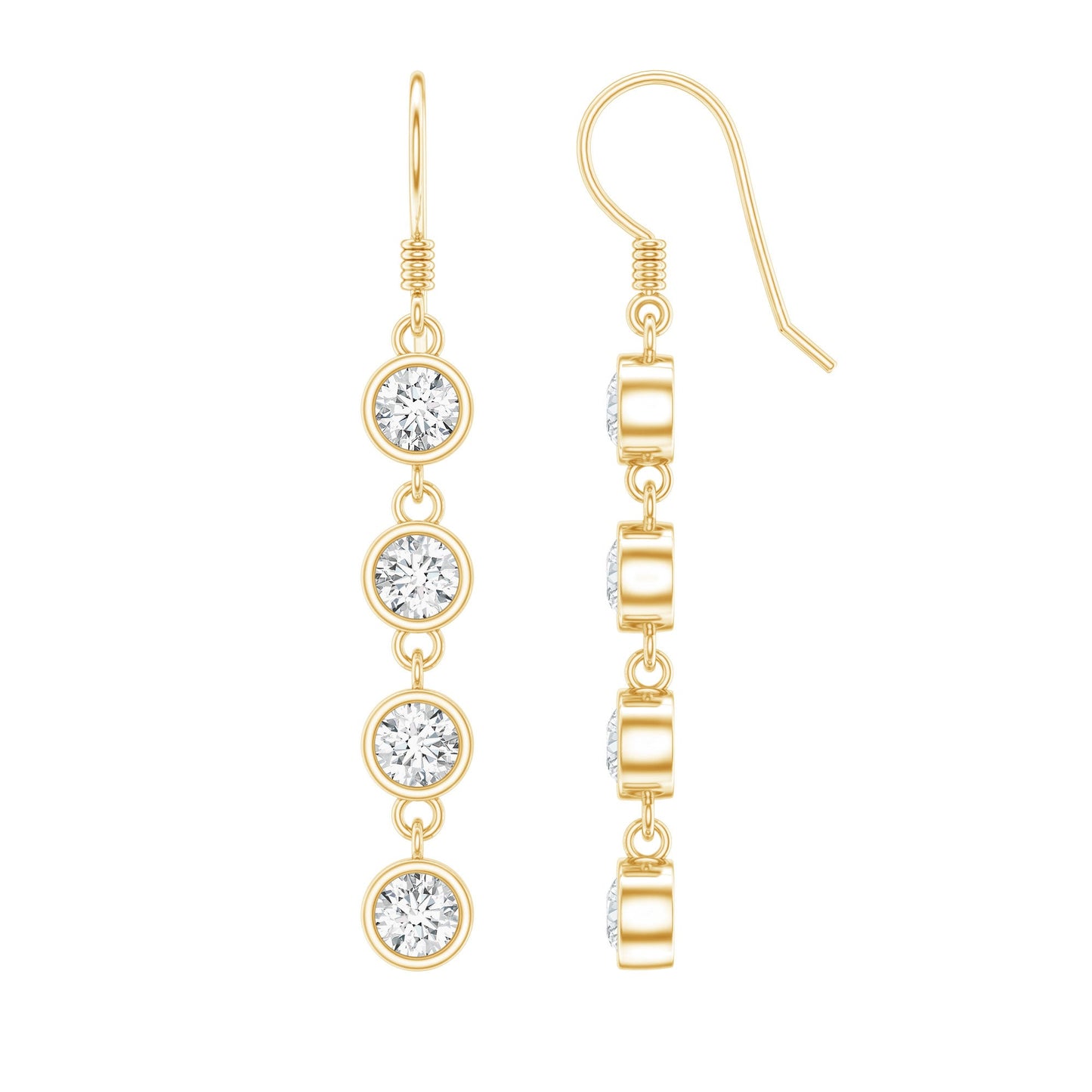 Bezel Set Round Moissanite Simple Dangle Earrings