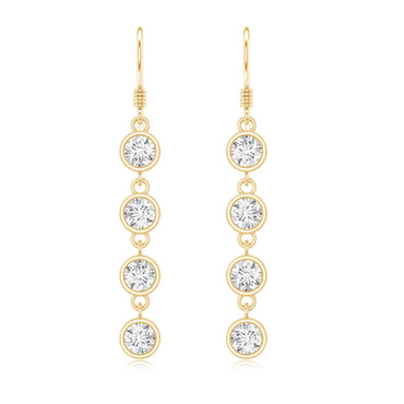 Bezel Set Round Moissanite Simple Dangle Earrings